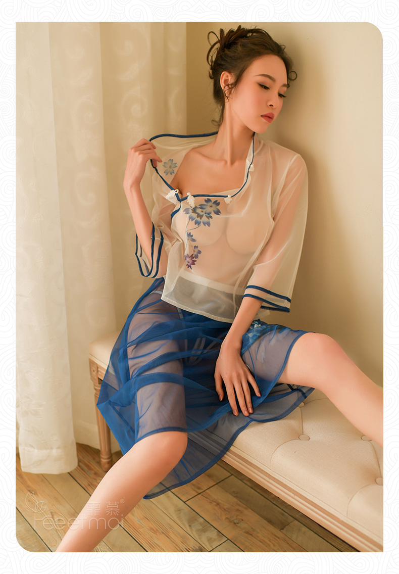 霏慕情趣内衣网纱透视民国学院装性感制服诱惑激情套装复古女 粉 粉