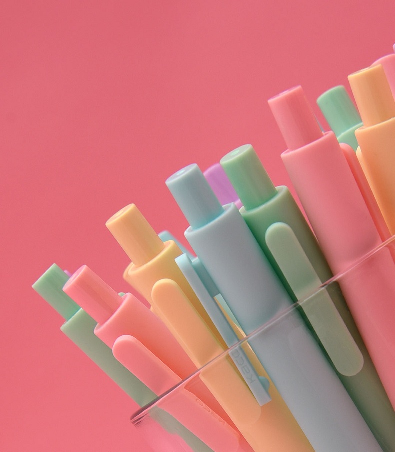 kaco旗舰店同款书源复古色中性笔5色按动彩色水笔马卡