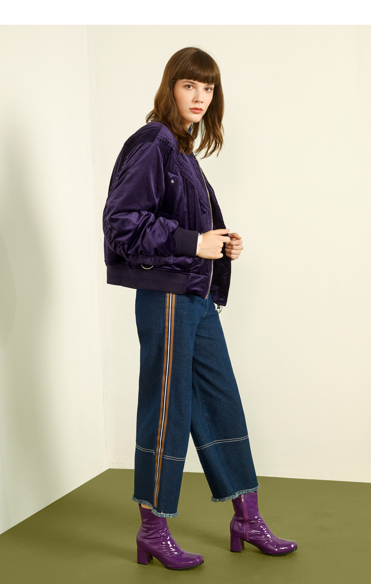 艾莱依2019冬季新款棒球领嘻哈运动风短款羽绒服女