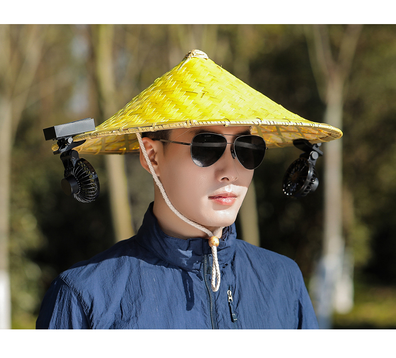 lake带风扇的帽子防晒帽男士太阳能充电防紫外线遮阳帽农民钓鱼斗笠帽