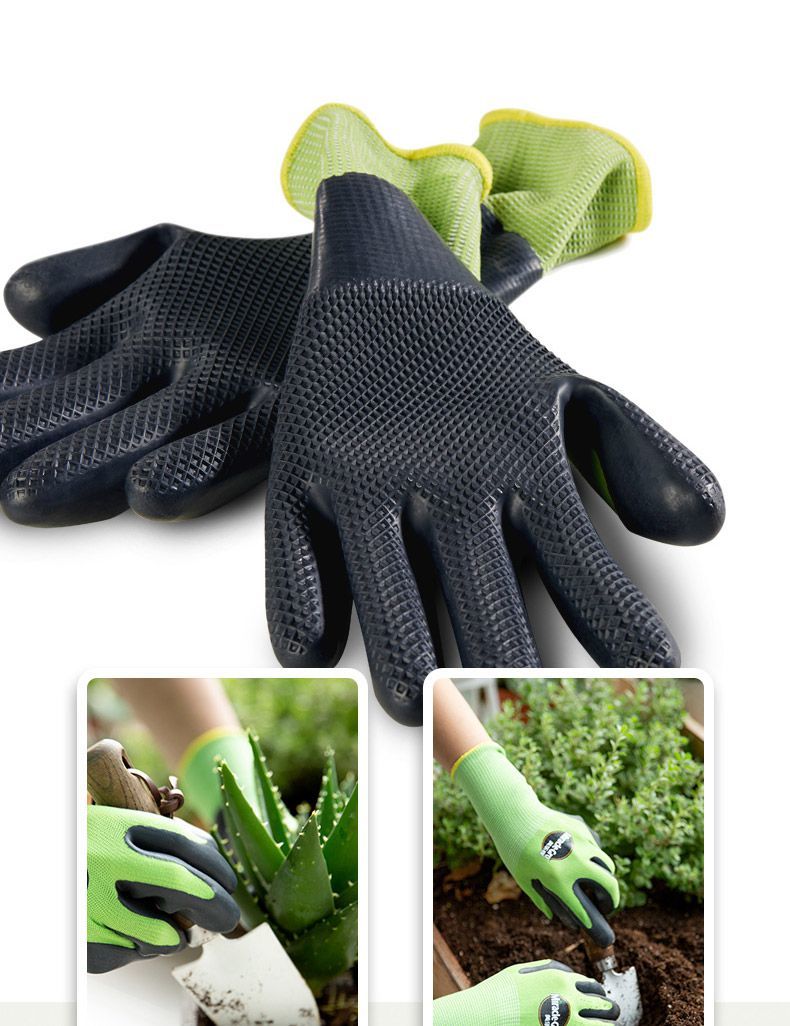 《【48小时发货】美乐棵天然乳胶园艺手套防刺防滑耐磨手套防水拔草