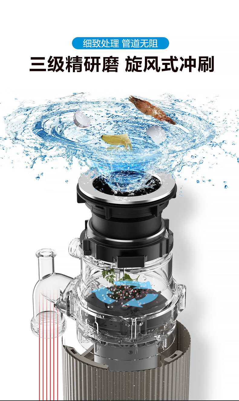 美的midea垃圾处理器md1c38bcn垃圾分类高转速电机解决厨余垃圾粉碎机