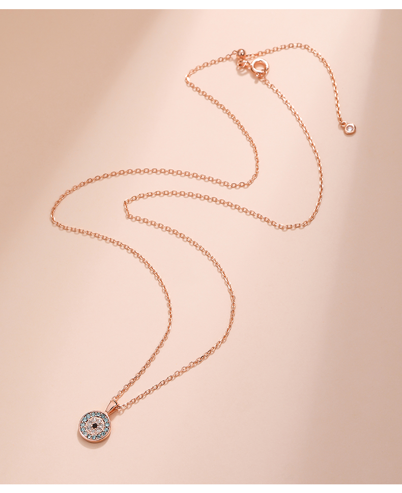 法蔻轻奢品牌恶魔之眼项链女锁骨链女ins简约纯银潮网红不褪色彩金