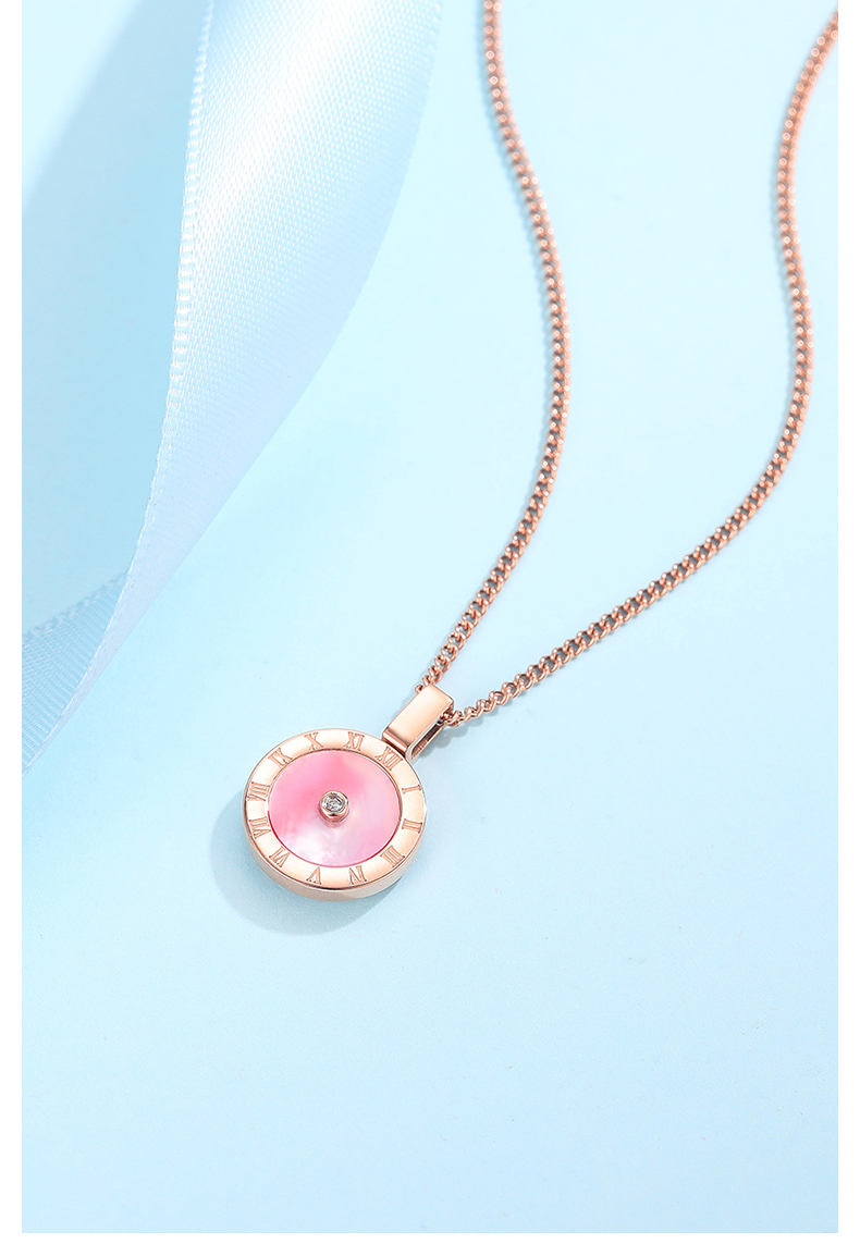 佐卡伊幸运时光钻石项链罗马数字吊坠锁骨链d06802