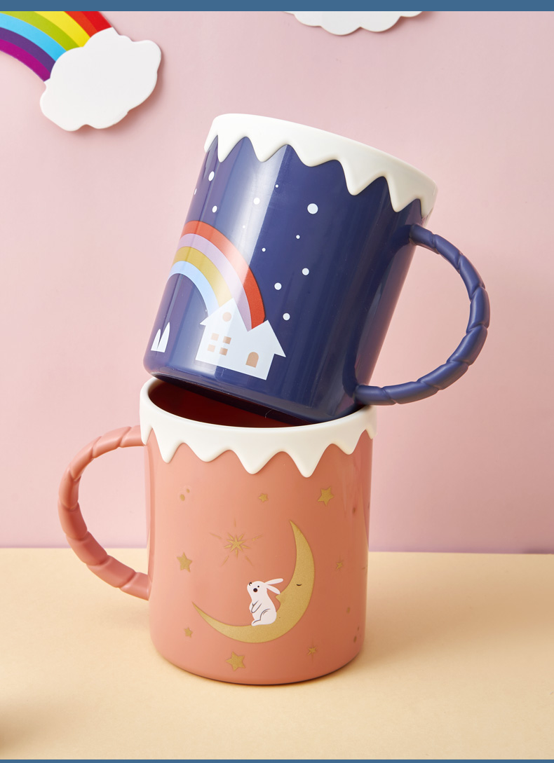 yicheng卡通可爱漱口杯女生家用牙缸儿童刷牙杯个性宝宝牙缸学生牙刷