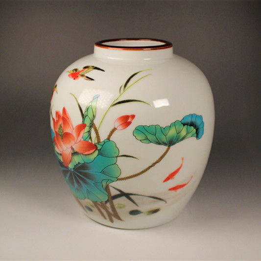 清光绪荷花图家和万事兴瓷罐中式陶瓷罐子仿古瓷器居家居桌柜摆件单罐