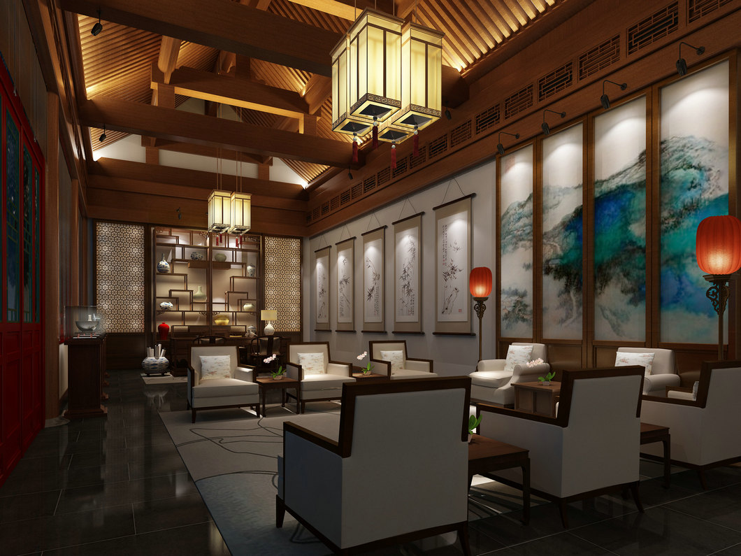 三维工匠新中式会议室贵宾接待沙发茶几组合办公室洽谈单人位实木布艺