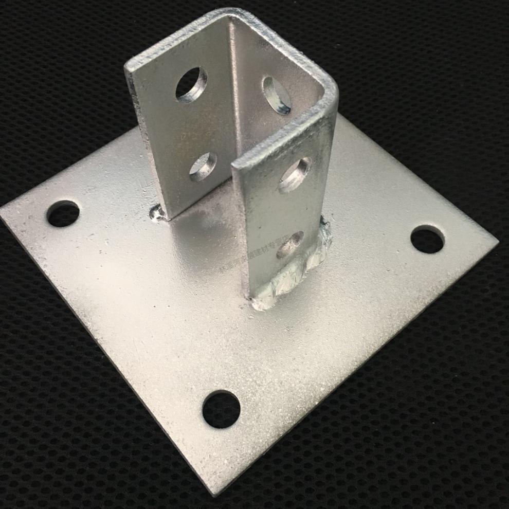 定做 太阳能光伏支架底座c型钢底座配件加厚热镀锌立柱无底免焊接牛腿