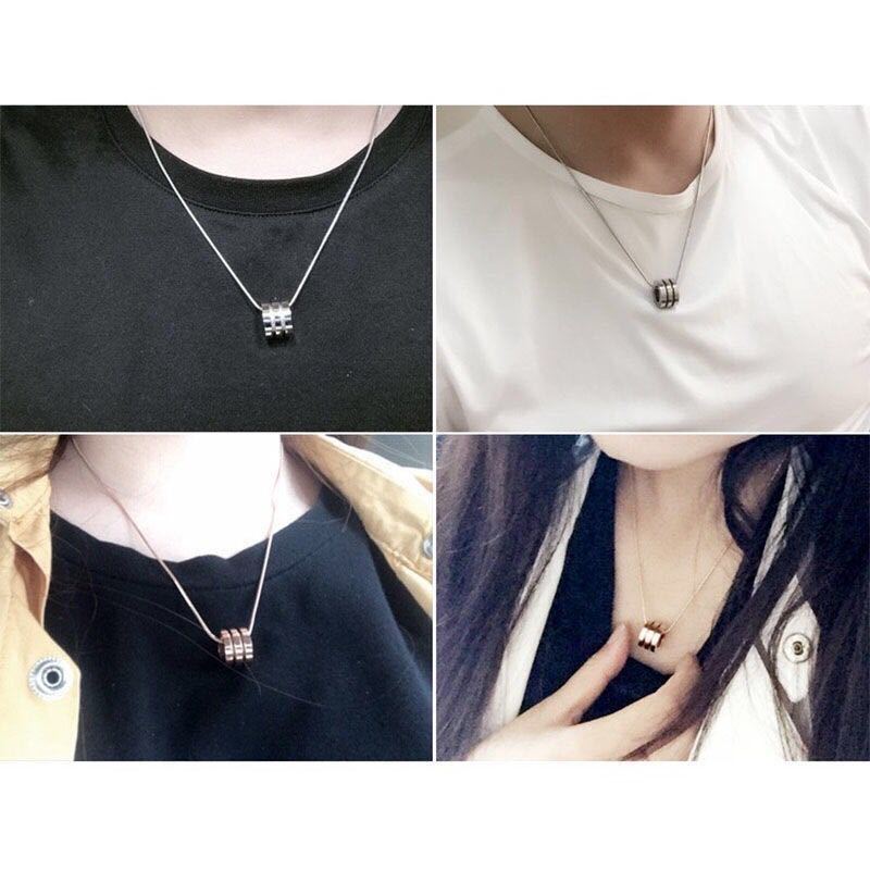 小ck项链男女情侣款锁骨链玫瑰金双环简约时尚送情人节生日礼物经典款