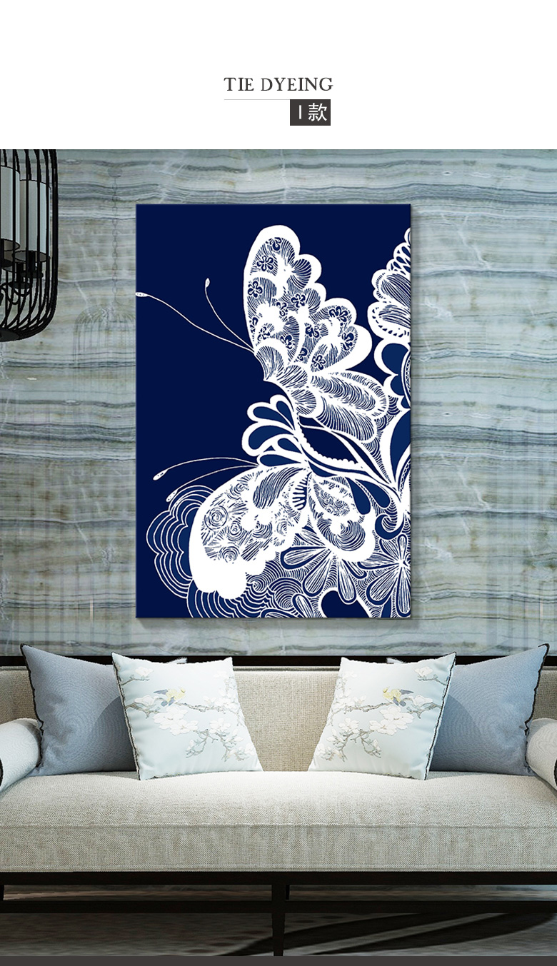 中国风玄关走道挂画扎染艺术客厅装饰画沙发背景墙画餐厅民宿壁画i款