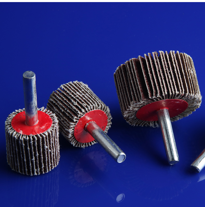 带柄百叶磨头圆柱型百叶轮抛光带柄砂纸千叶轮砂纸圈打磨轮圆柱型6x