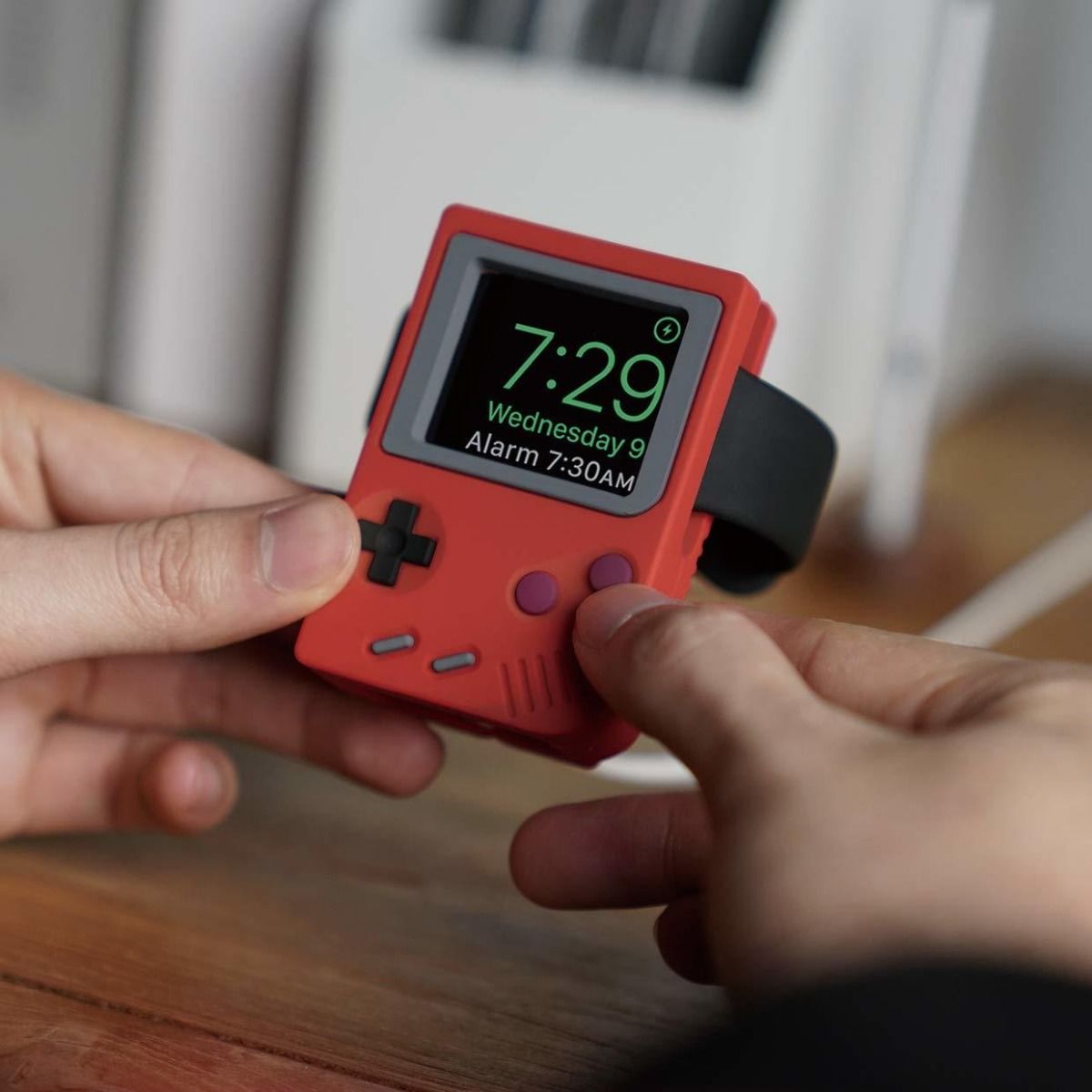 applewatch12345通用复古游戏机苹果手表硅胶支架充电底座新款大红