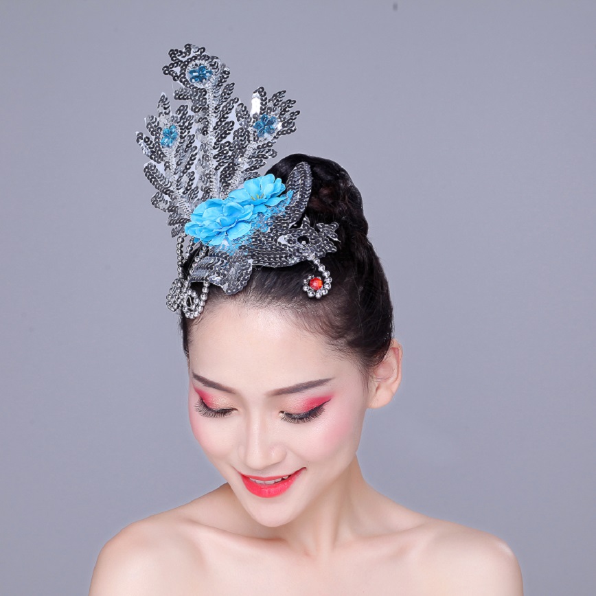 特价民族现代舞蹈头花闪亮片头饰拉丁舞开场舞台表演出广场舞红色