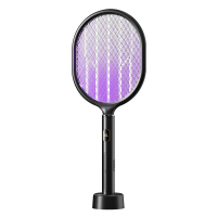 凯丽雅967电蚊拍家用多功能电蚊拍USB充电式灭蚊拍电击式灭蚊 黑色