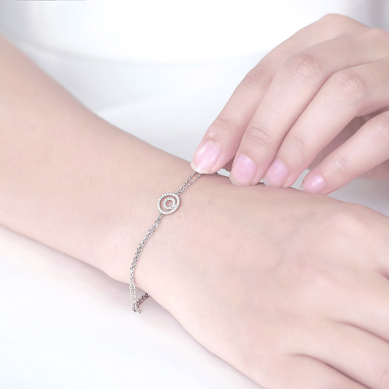 crd克徕帝钻石手链女白18k金满钻正品手链奢华时尚女款圆形手链