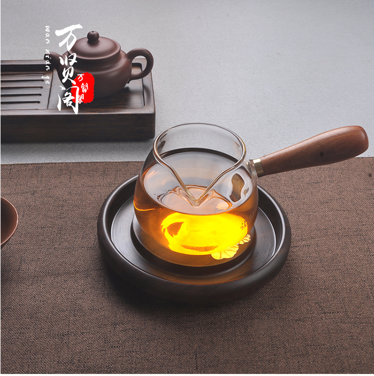 玻璃公道杯日式分茶器茶漏功夫茶道茶具配件茶海加厚耐热公杯封后核桃