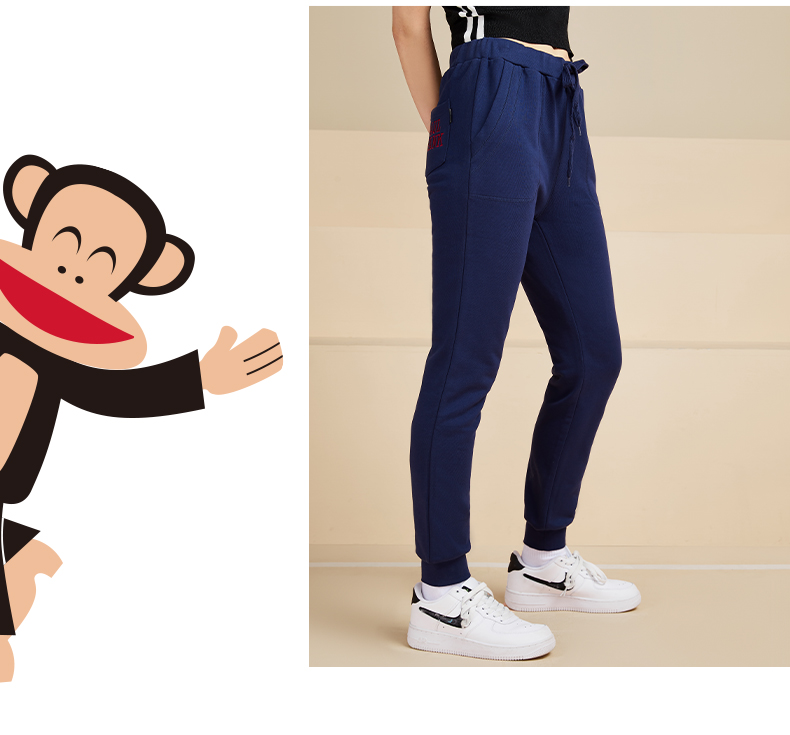 大嘴猴春秋新款黑色裤子男女韩版宽松休闲运动束脚裤显瘦百搭