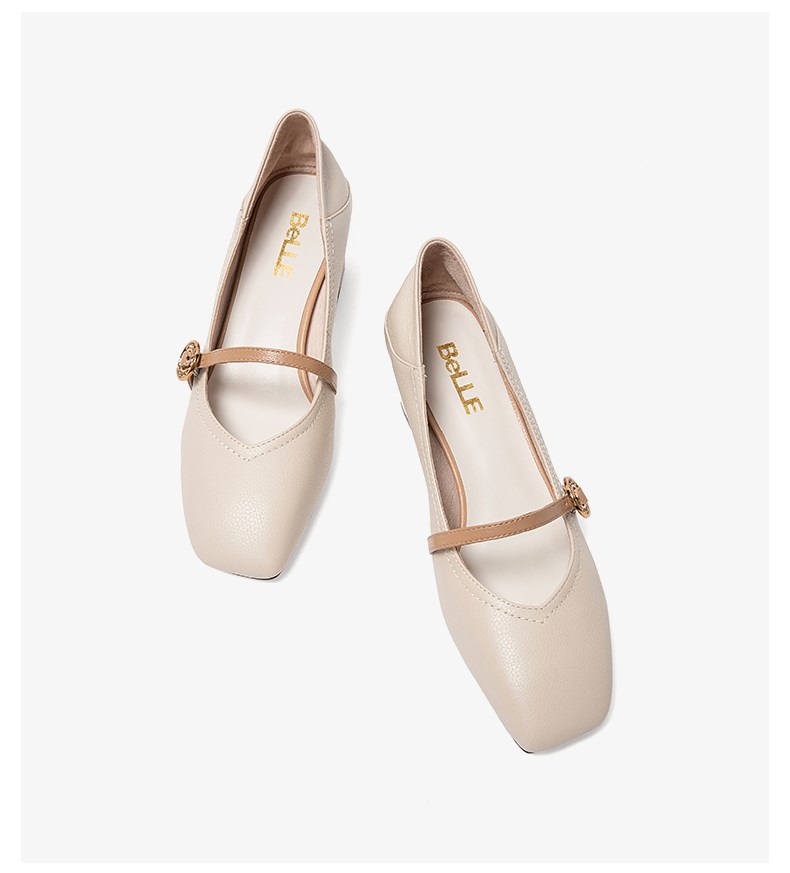 belle/百丽2019秋新商场同款摔纹牛皮革女皮鞋u1v1dcq9