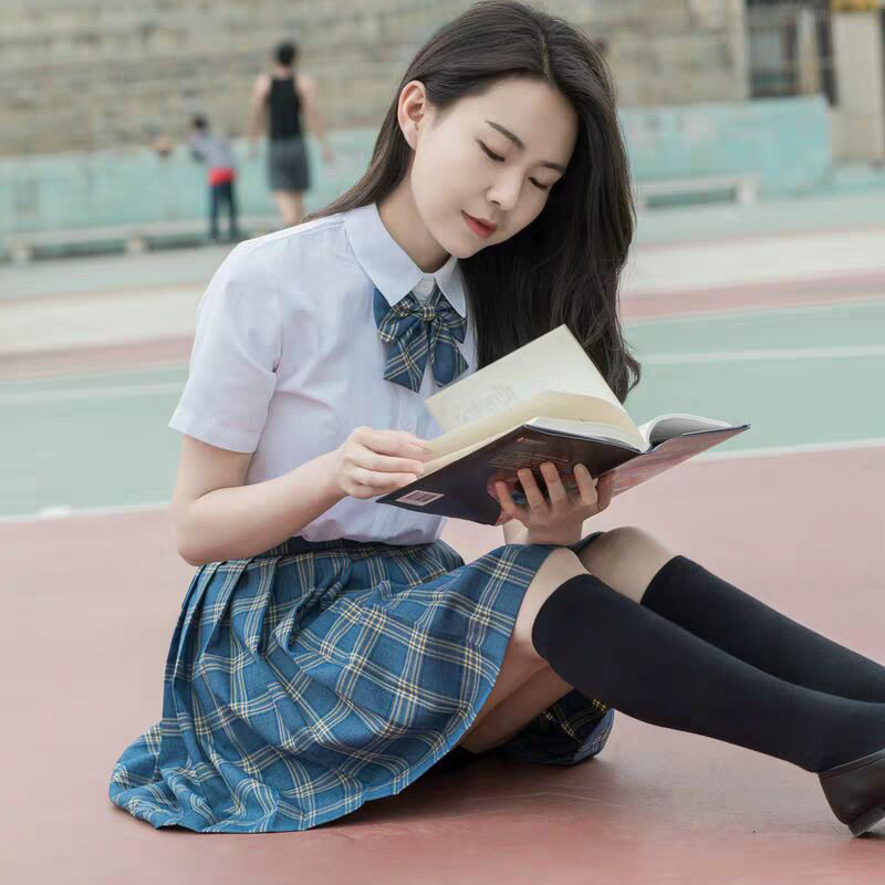 ectic女士制服套装 初中高中生韩版校园百褶裙女jk服中学生校服套装