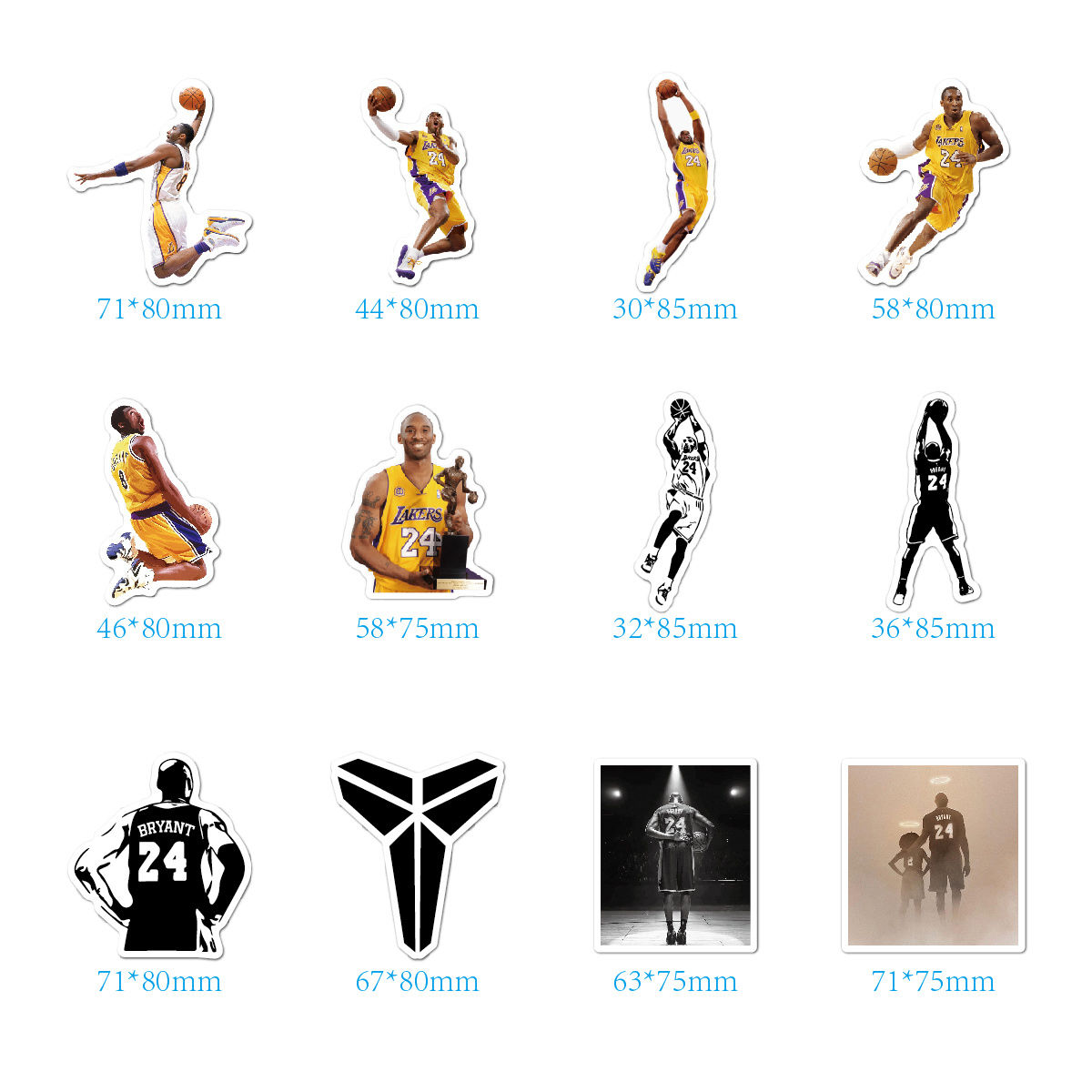 nba球星科比黑曼巴24号篮球贴纸行李箱手机壳电脑笔记本贴画防水nba