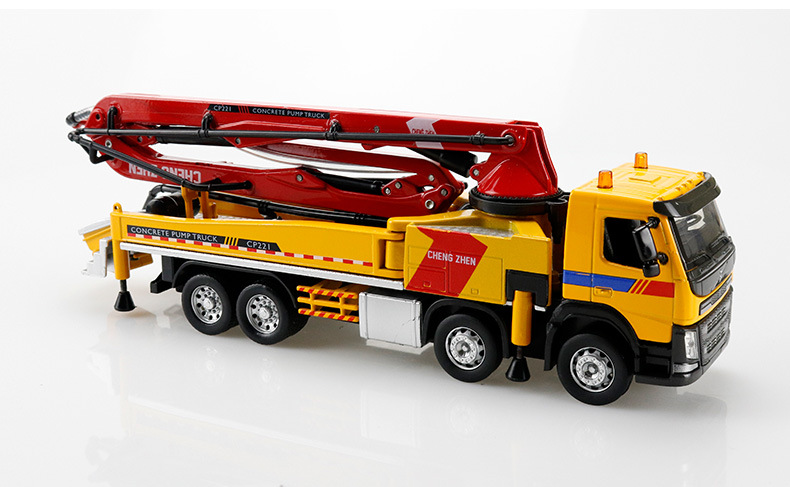 合金泵车模型水泥浇注工程车声光摆件儿童益智玩具车