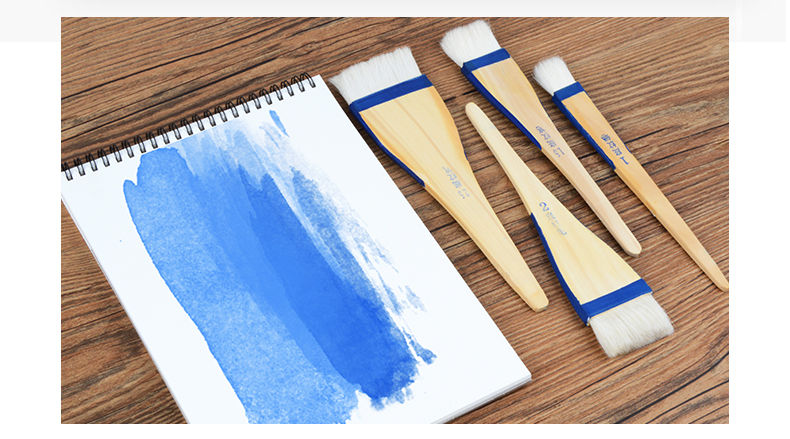 羊毛刷水彩画笔板刷国画油画底纹平头水粉笔刷工笔画排刷铜丝紧固1寸