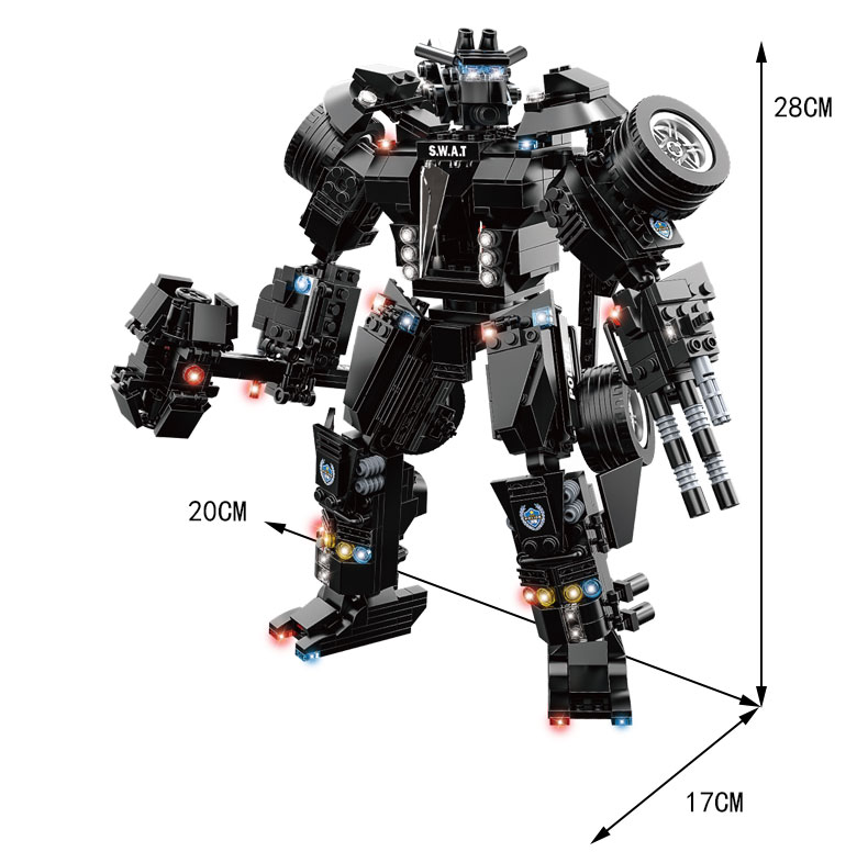 woma沃马3岁以上儿童塑料玩具积木模型益智拼装500块以上特警战队猛龙