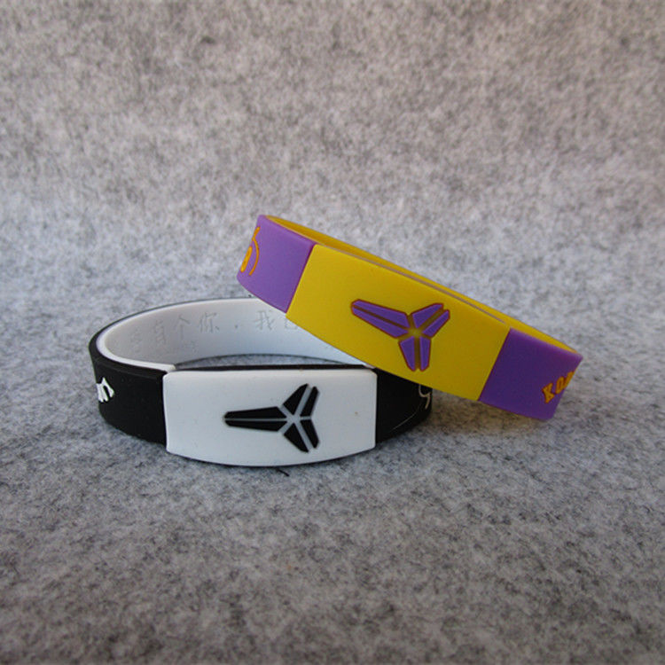 篮球球星湖人24号科比横标运动手环硅胶白色夜光腕带球迷饰品加厚m3