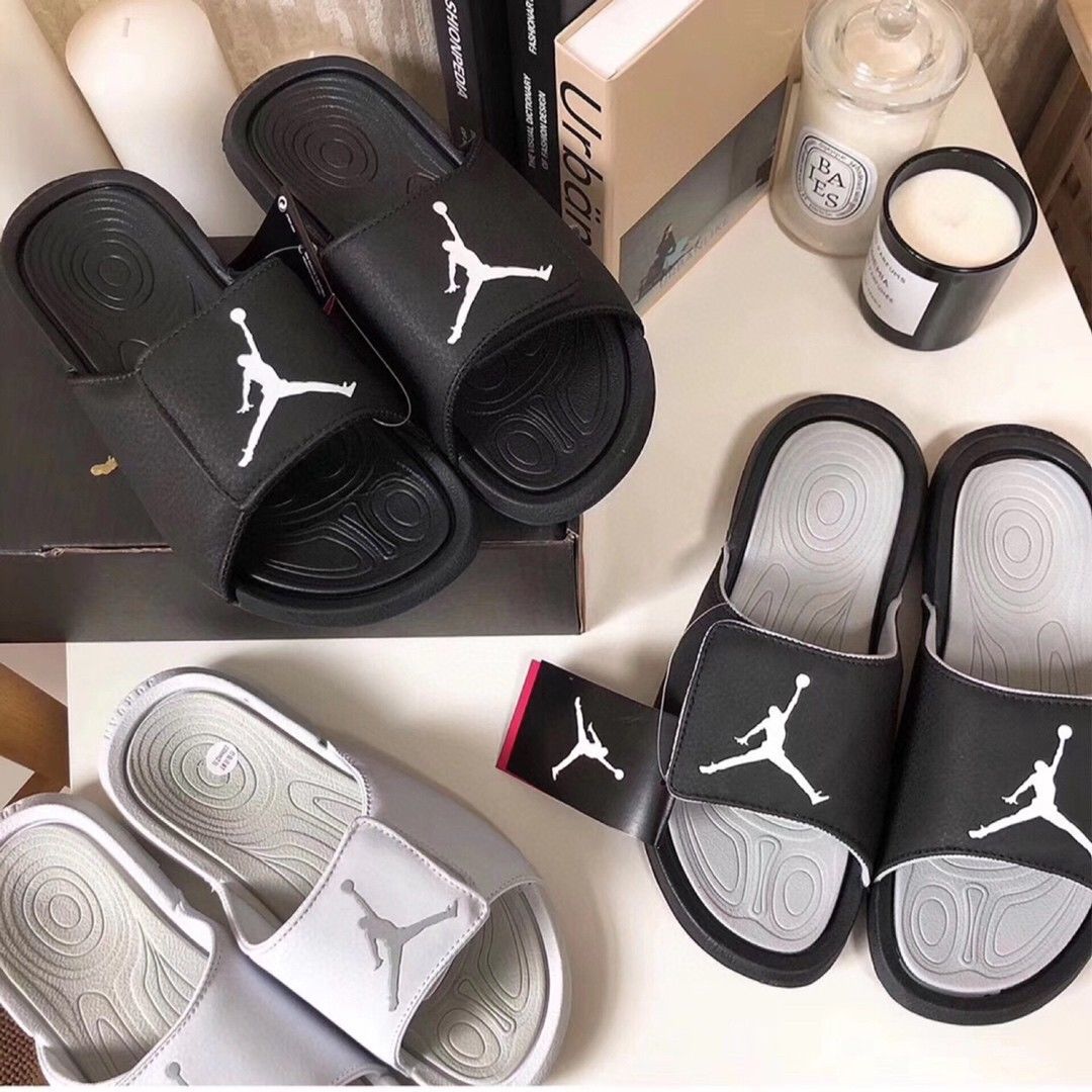 aj乔6飞人情侣拖鞋男夏季户外魔术贴一字拖潮牌乔六奥利奥凉拖鞋白灰