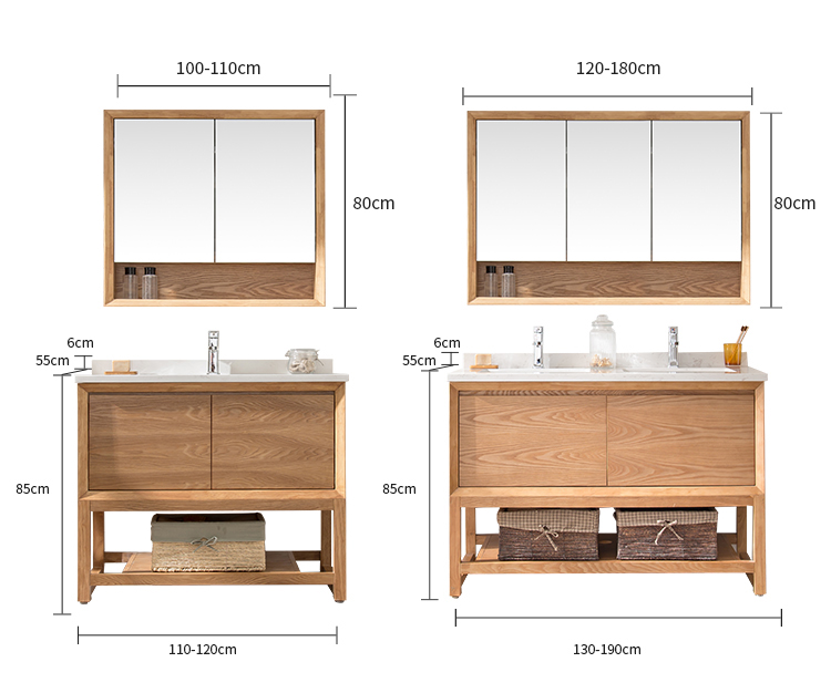 北欧双盆浴室柜组合大尺寸落地式洗漱台大理石原木色洗手洗脸盆柜