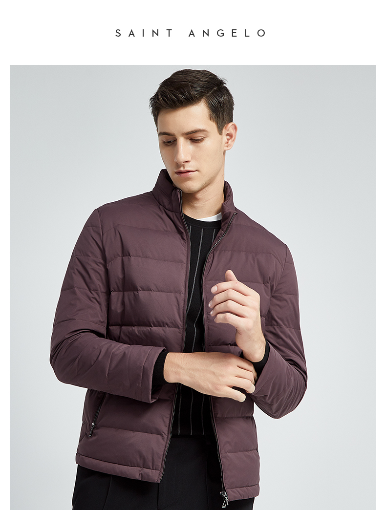 报喜鸟男装商务休闲短款羽绒服冬季男士修身白鸭绒厚羽绒外套