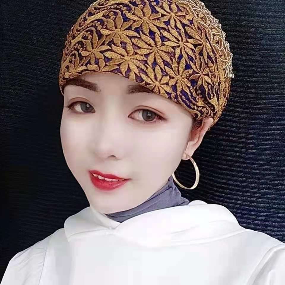 《2021新款穆斯林纱巾帽子女包头巾小帽真丝帽子旅游回族头巾 1号色