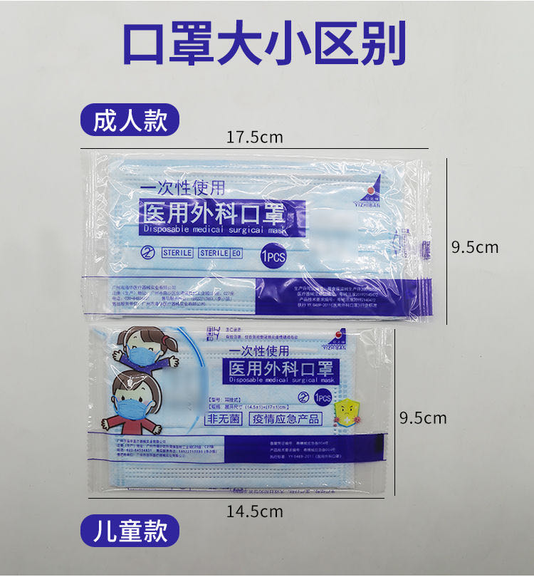 洛华一次性医用外科口罩独立包装三层熔喷布无菌成人口罩防尘防流感