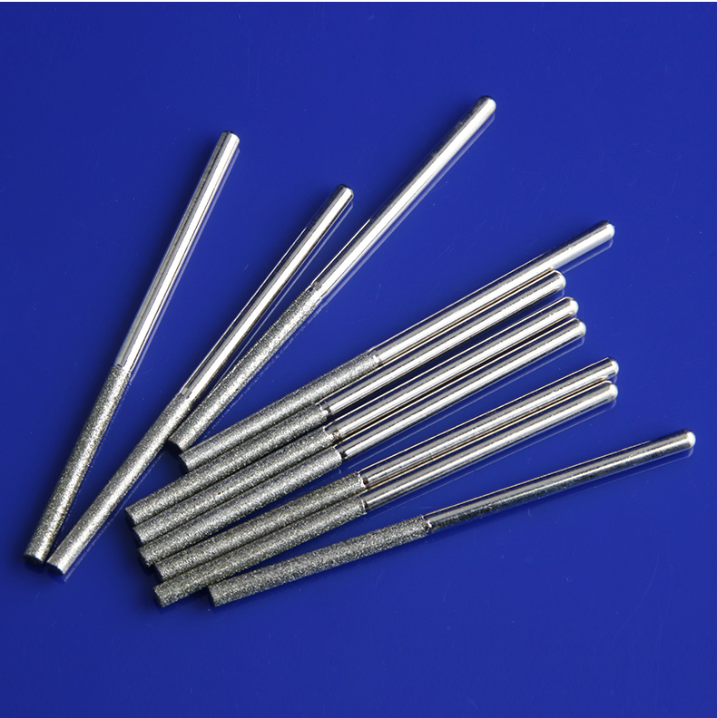 加长金刚砂磨针3mm柄径打孔针扩孔尖针金刚砂电镀打磨磨头加长小尖
