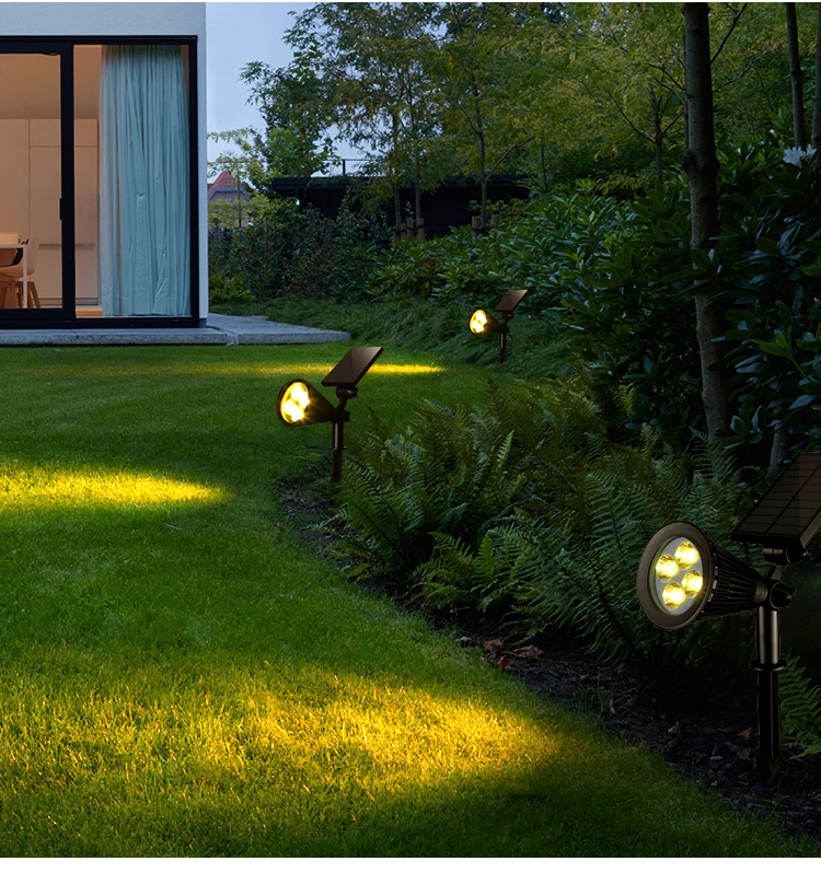 米囹太阳能地插射灯庭院坪七彩led投光灯户外防水超亮景观照树壁灯