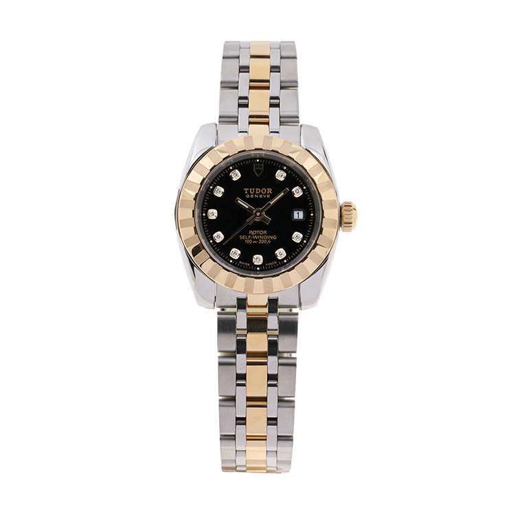 二手95新帝舵tudor经典系列2201310di黑面女表自动机械奢侈品钟手表