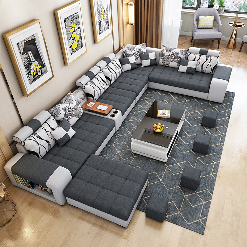 新款简约ciaa现代布艺沙发组合大小户型科技布沙发客厅套装家具可拆洗
