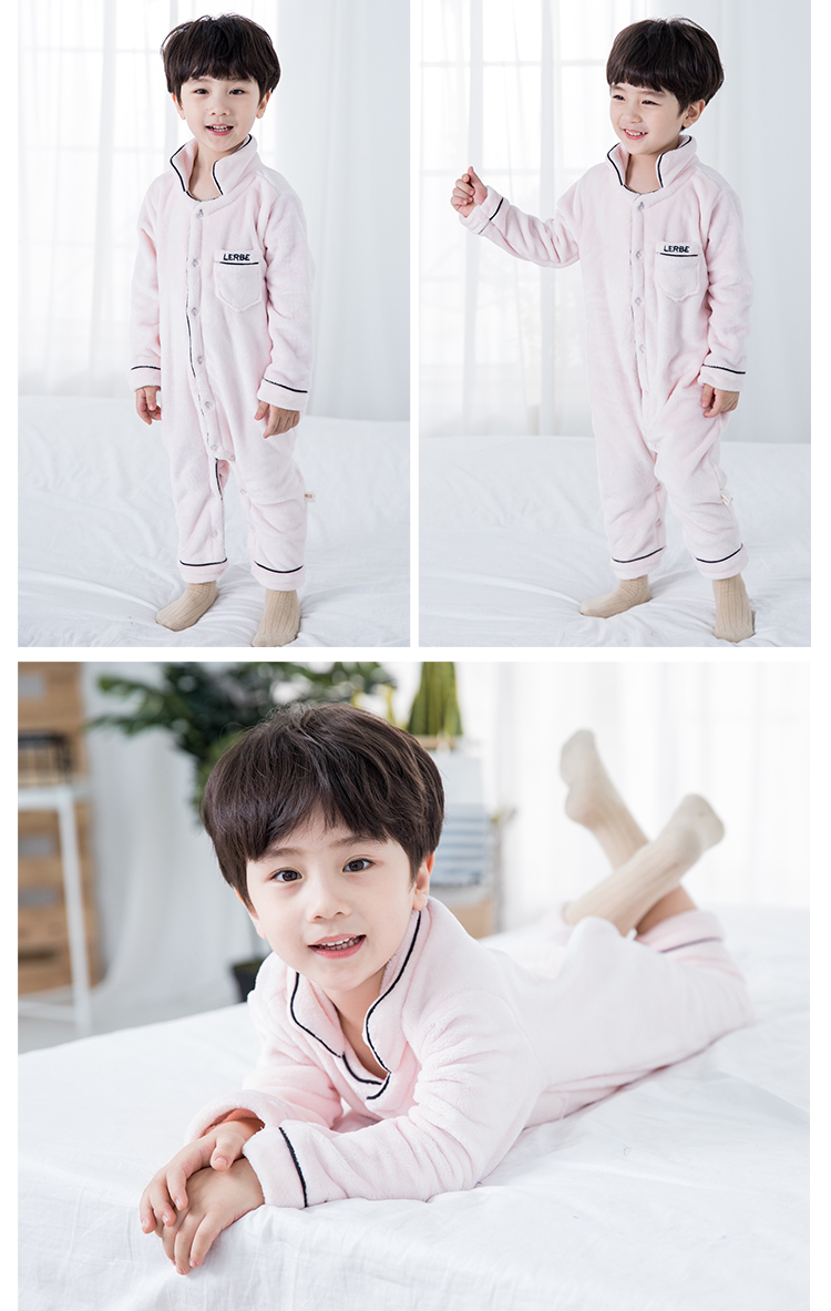 七斓儿童连体衣男童法兰绒5秋装4睡衣宝宝保暖2秋冬3岁女童家居服爬服