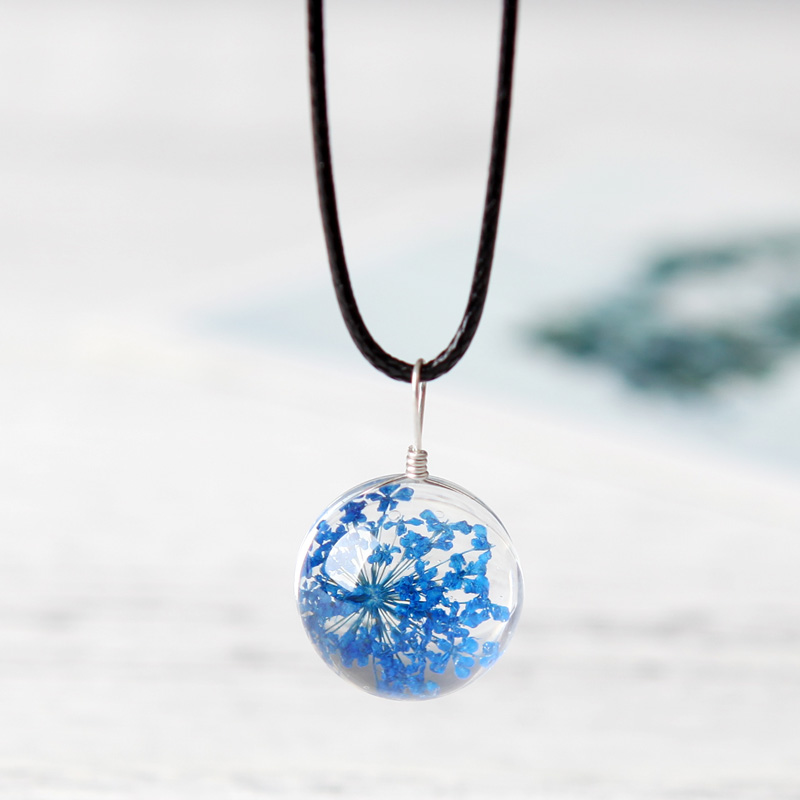 青歌吊坠礼品玻璃饰品玻璃球干花小文艺范蒲公英项链送女朋友生日七夕