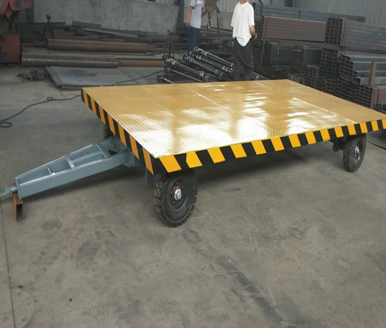 定做 带转向四轮平板拖车叉车牵引工具车车间运输平板拖车电动平板