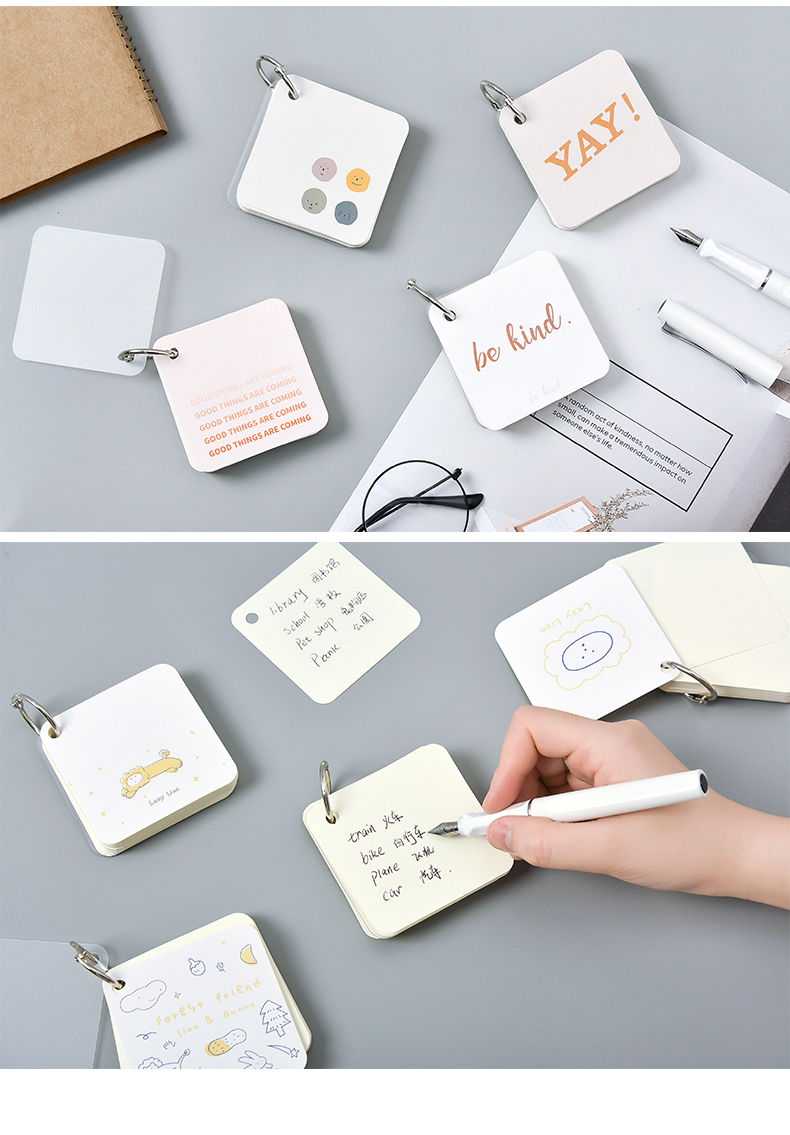 活页环扣式小本子英语单词本铁圈空白随身便携韩国小清新记忆背便签