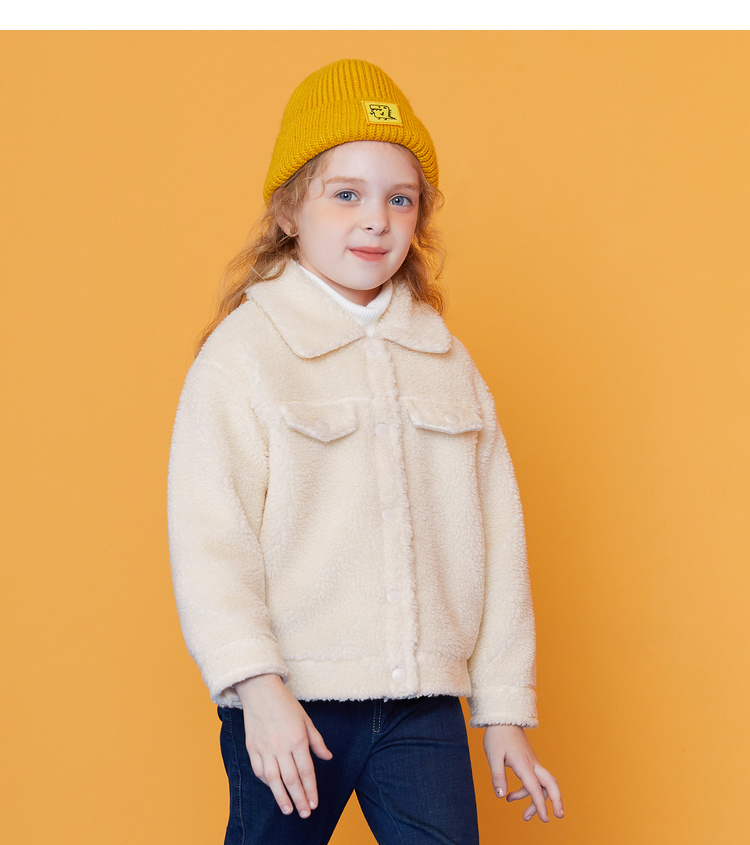 安奈儿童装女童冬季新款保暖羊羔绒夹克外套