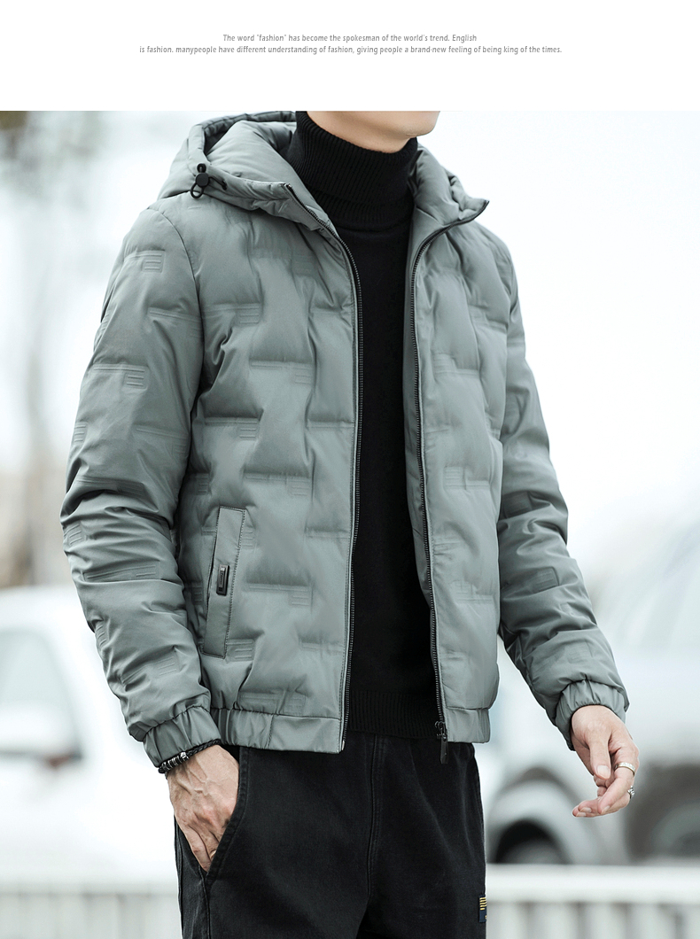 花花公子轻薄羽绒服男短款冬季外套男士加厚保暖纯色修身冬装