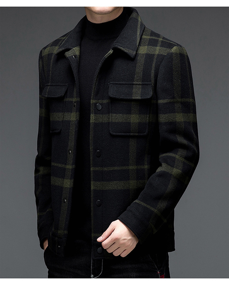 verhouse男士夹克 verhouse 秋冬新款时尚舒适百搭羊毛呢外套休闲翻领