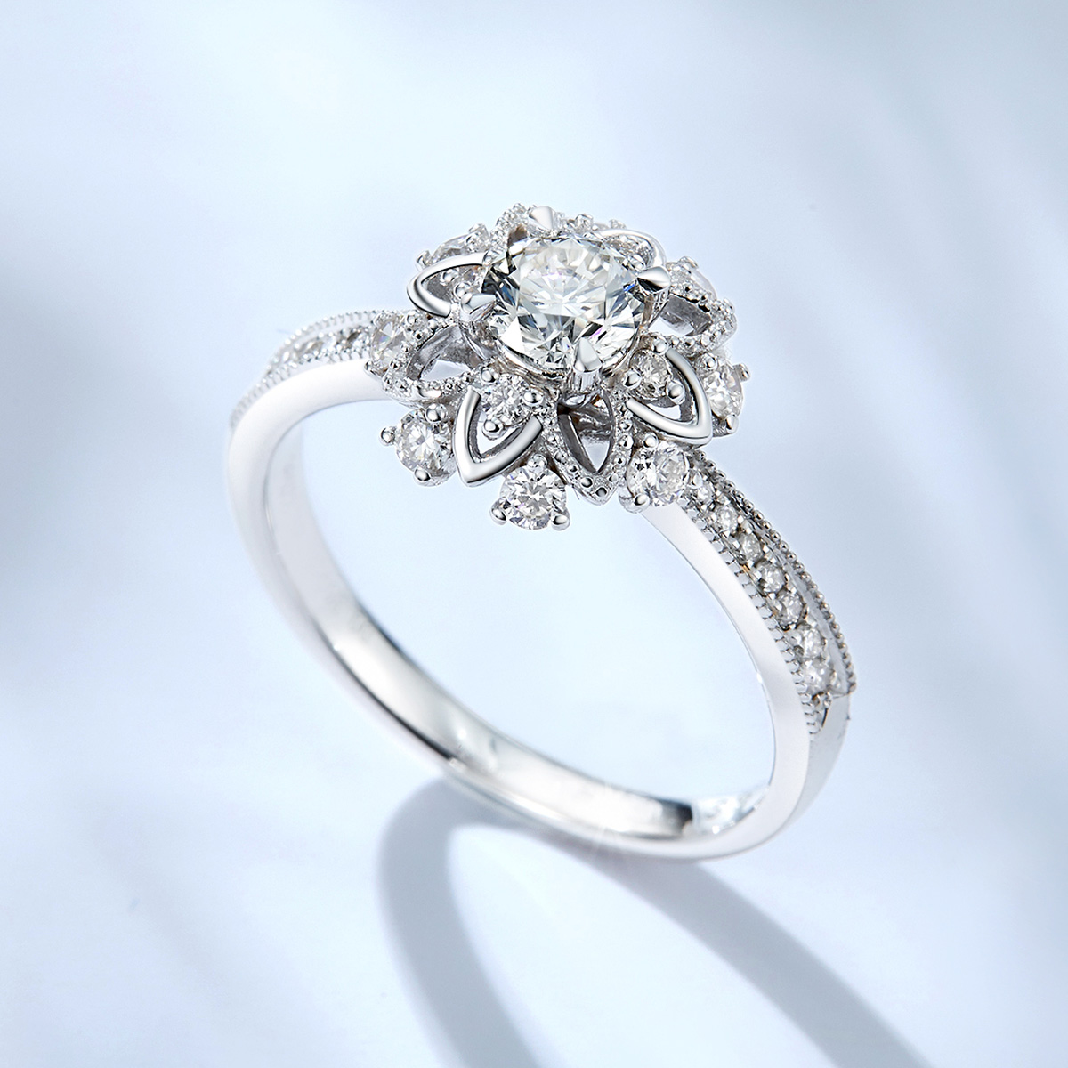 seaza喜钻 18k金共68分群镶钻戒k金戒指钻石女戒/钻戒