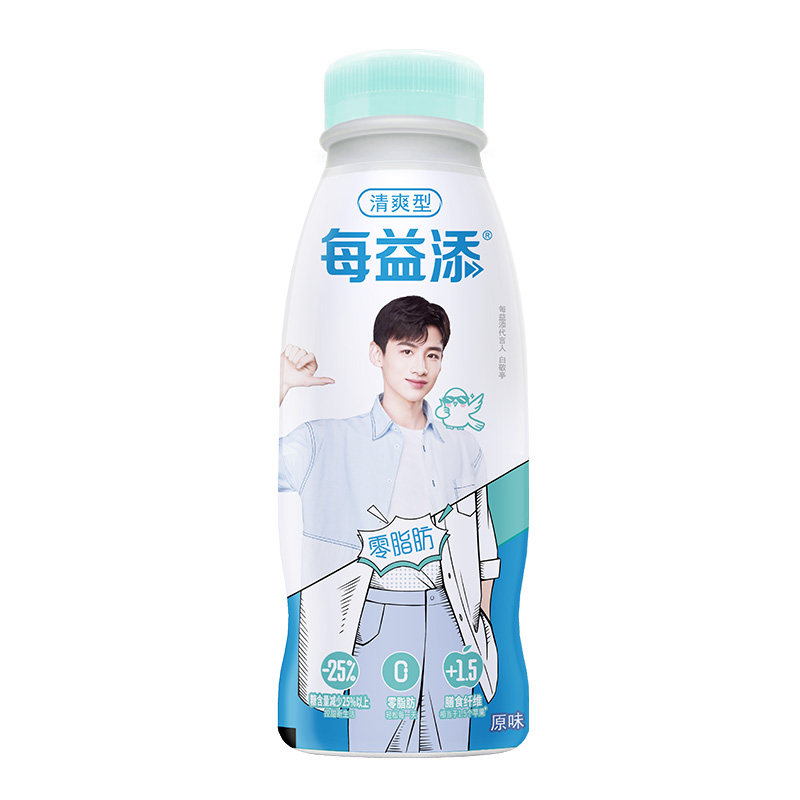 伊利每益添活菌型乳酸菌饮品零脂肪原味白桃味清爽型小白乳330ml