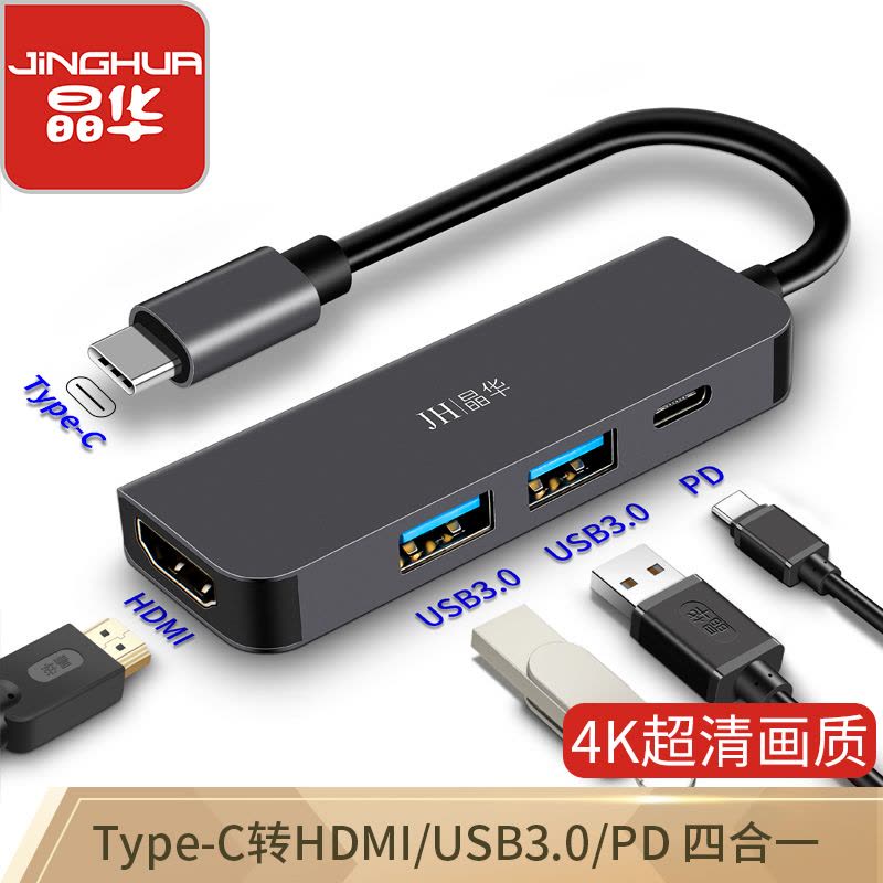 晶华 type-C扩展坞HDMI转接头华为苹果电脑MacBook转换器USB-C转HDMI+USB3.0投屏线 Z322图片