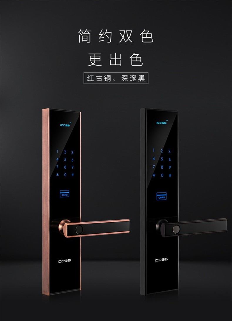 德国iccssi艾栖指纹锁家用防盗门智能锁刷卡密码app智能锁大门木门用