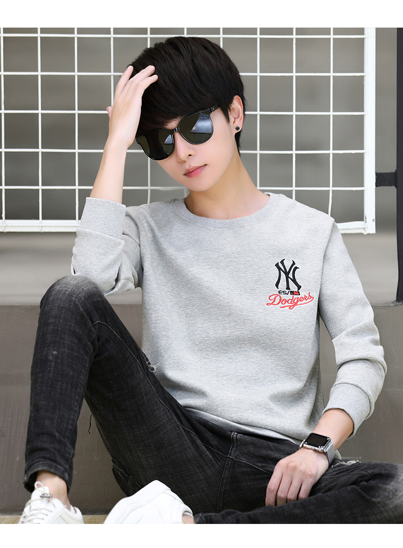 suntek秋冬季青少年加厚卫衣男孩加绒纯棉打底衫初中学生圆领运动服