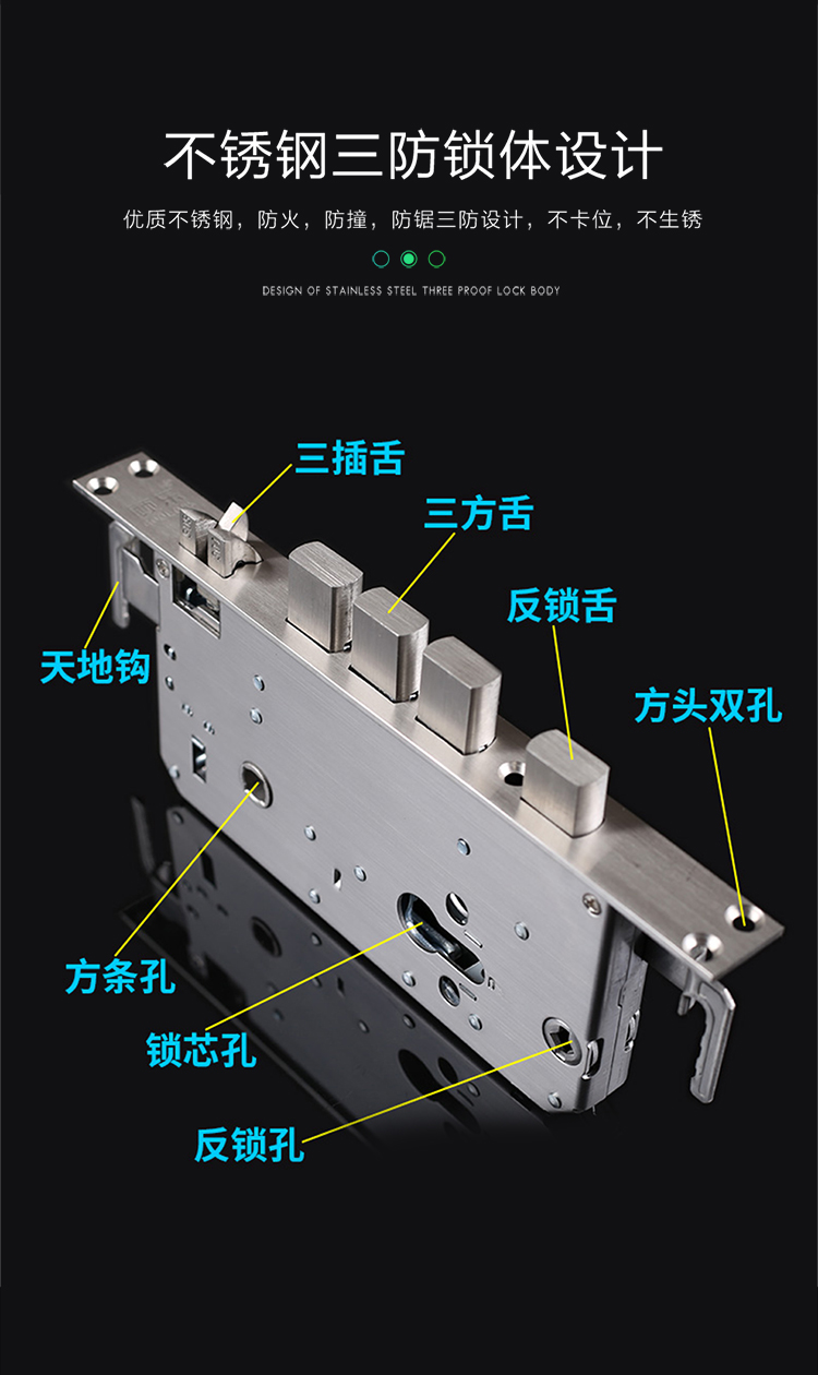 包装清单:前复板组件*1,后复板组件*1,锁体*1,扣板及扣盒*1,机械锁芯*